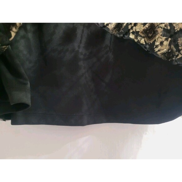 Calvin Klein Size XL Embroidered Sembro Gold Applique Top Blouse Black - Picture 6 of 10